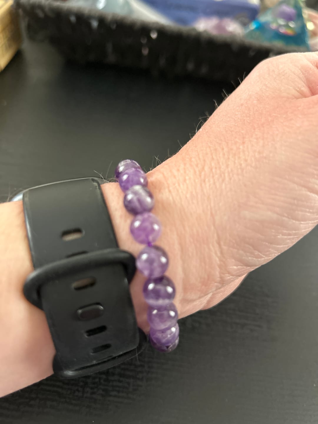 Customer photo review of Amethyst Sensory Bracelet
