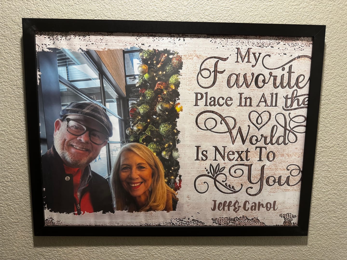 Customer photo review of Next To You Is One Of My Favorite Places To Be - Upload Image - Personalized Horizontal Poster