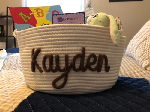 Customer photo review of Baby Knits™ Personalized Knitted Basket