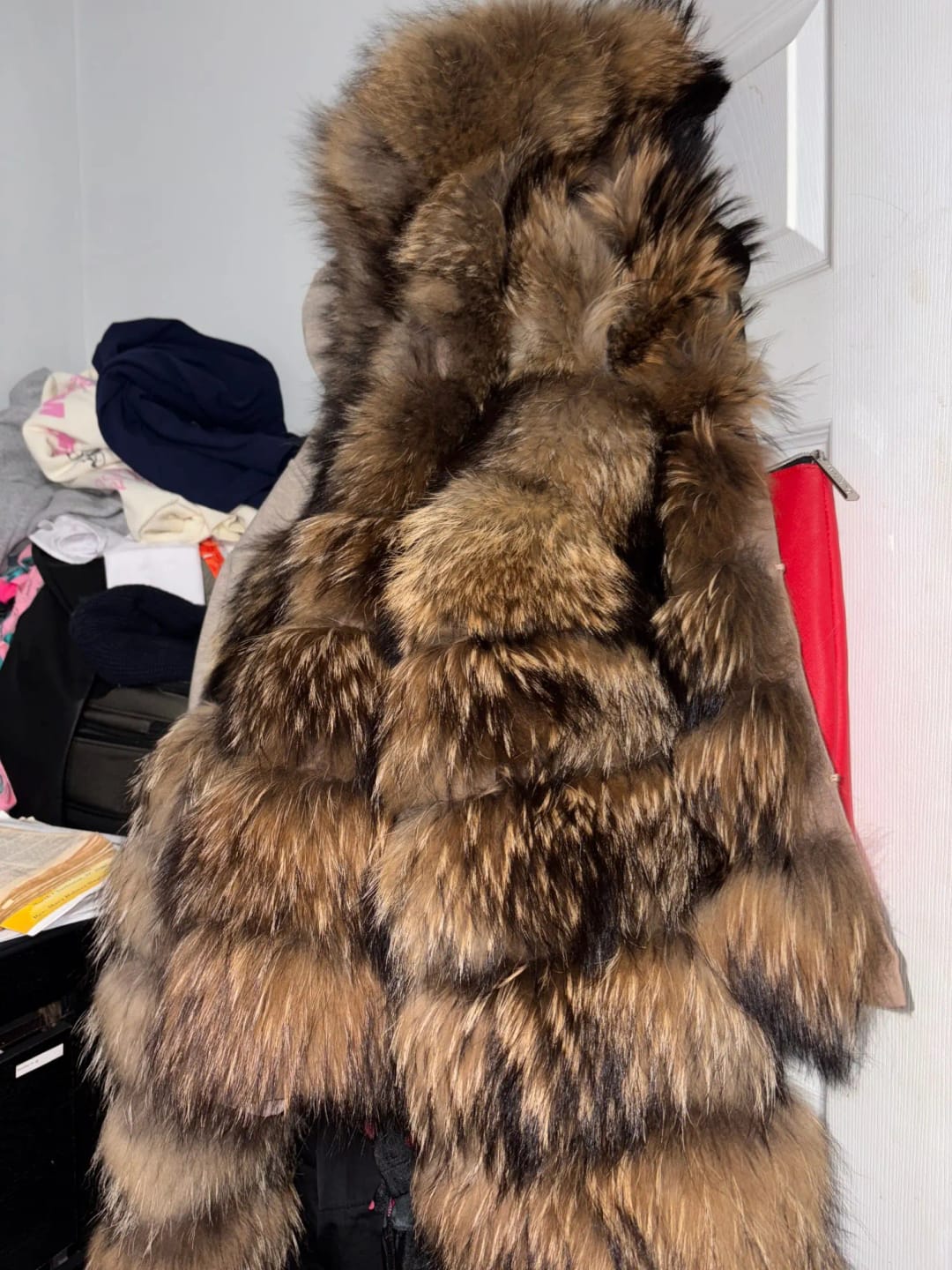 Customer photo review of Real Raccoon Fur Coat Luxury Thick Winter With Plush Collar And Tailored Silhouette — Natural | KIMLUD