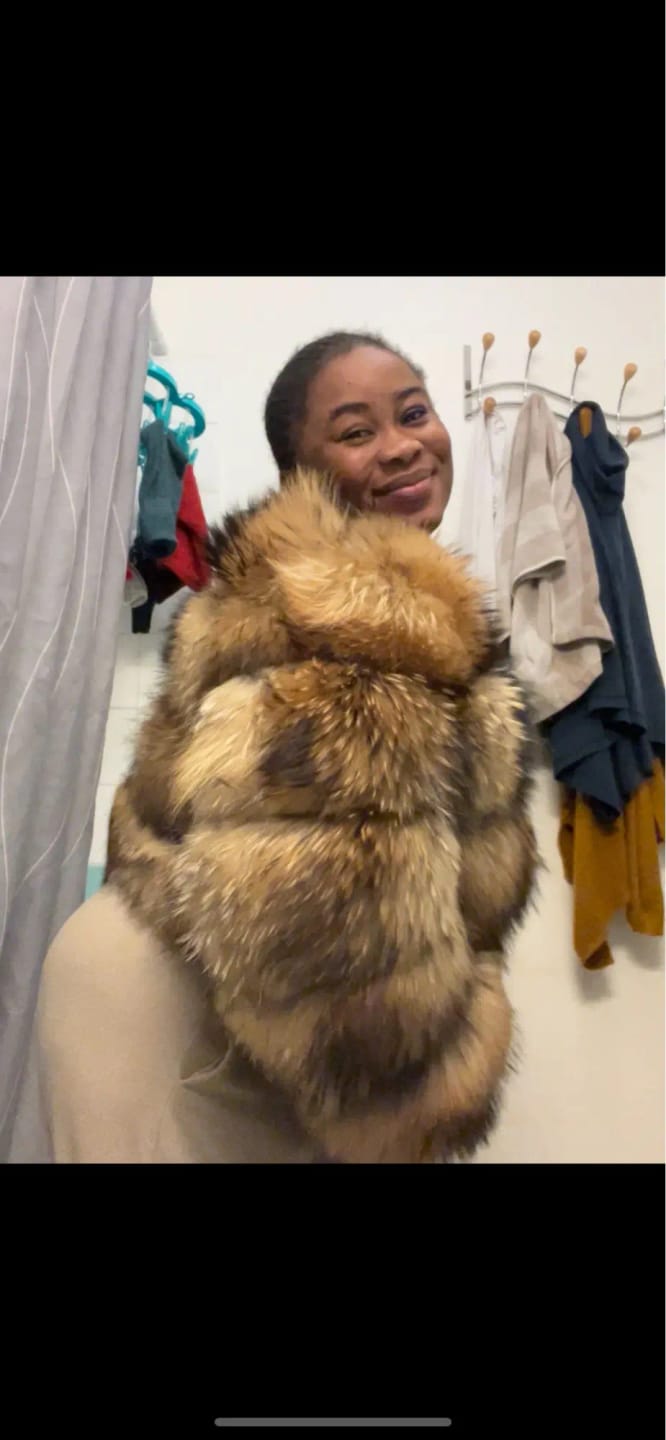 Customer photo review of Real Raccoon Fur Coat Luxury Thick Winter With Plush Collar And Tailored Silhouette — Natural | KIMLUD