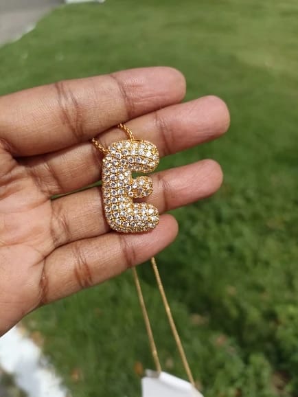 Customer photo review of Pavé Letter Necklace