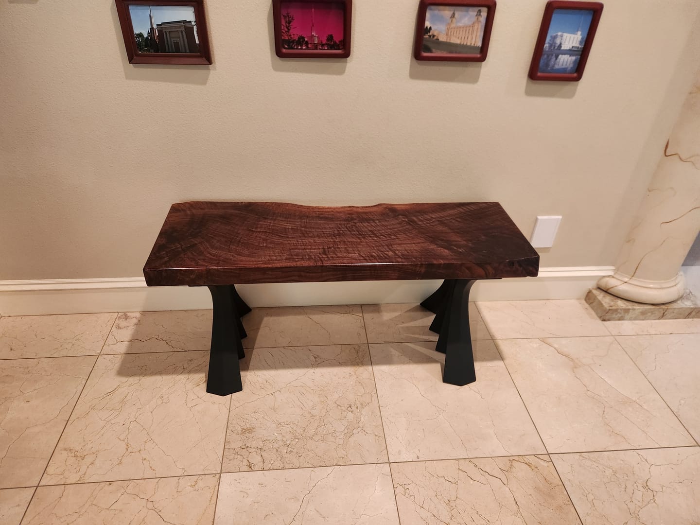 Customer photo review of Bench Legs 126 Akro 16H for Live Edge Table Top