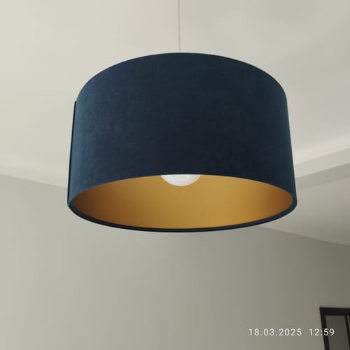 Customer photo review of Welurowy abażur Lobelia - granatowa lampa wisząca do salonu, sypialni (kolekcja - Standard, 1xE27) ręcznie robiona