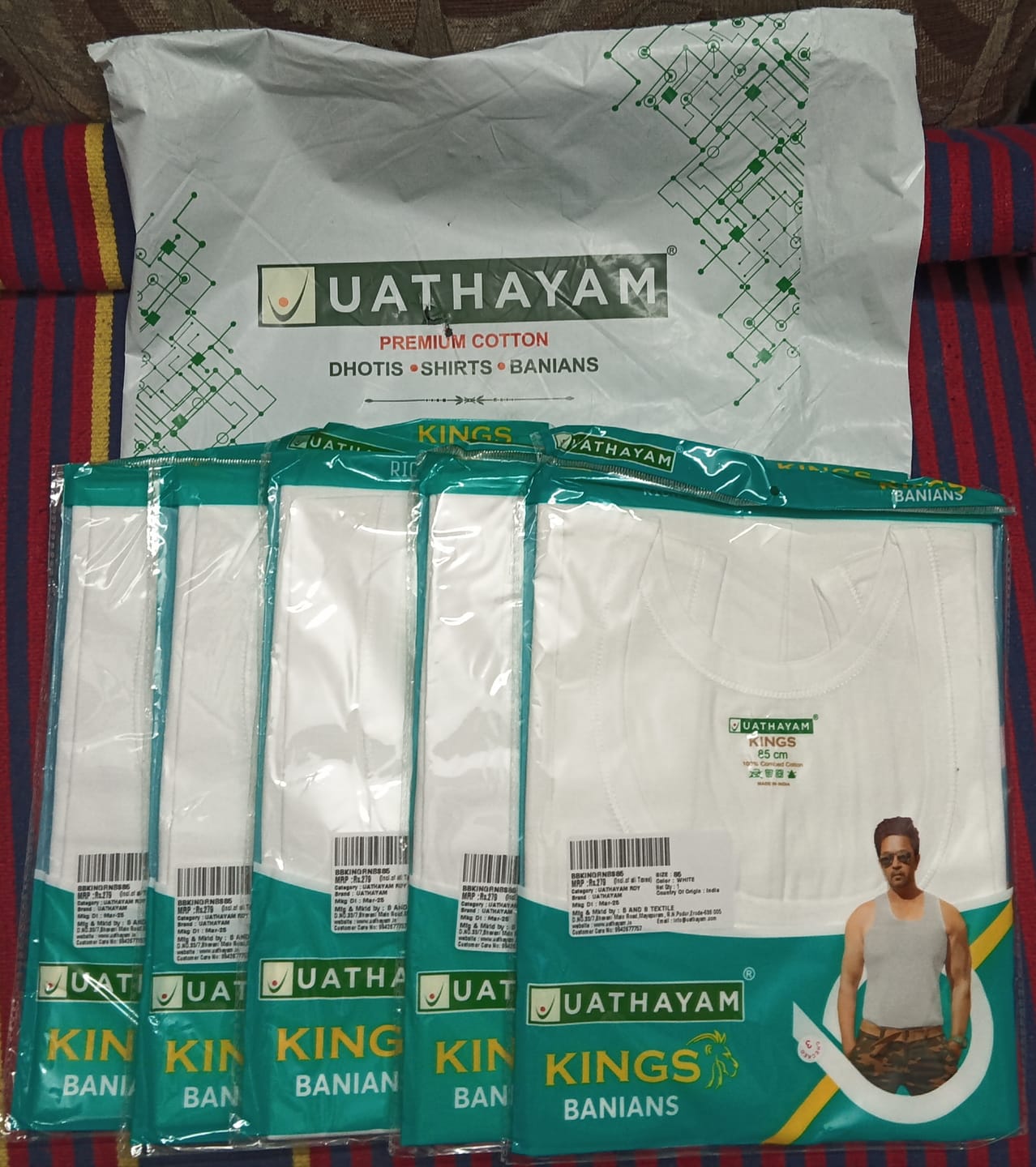 Customer photo review of Kings RNBS - 100% Cotton White Vest For Mens Combo (Pack of 5) | Uathayam