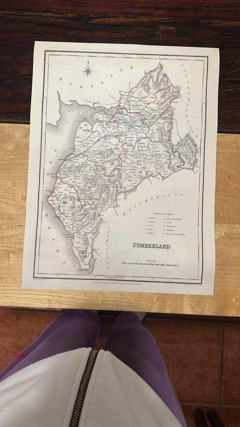 Customer photo review of Old Map of Cumberland by Samuel Lewis, 1844: Carlisle, Whitehaven, Workington, Penrith, and Keswick