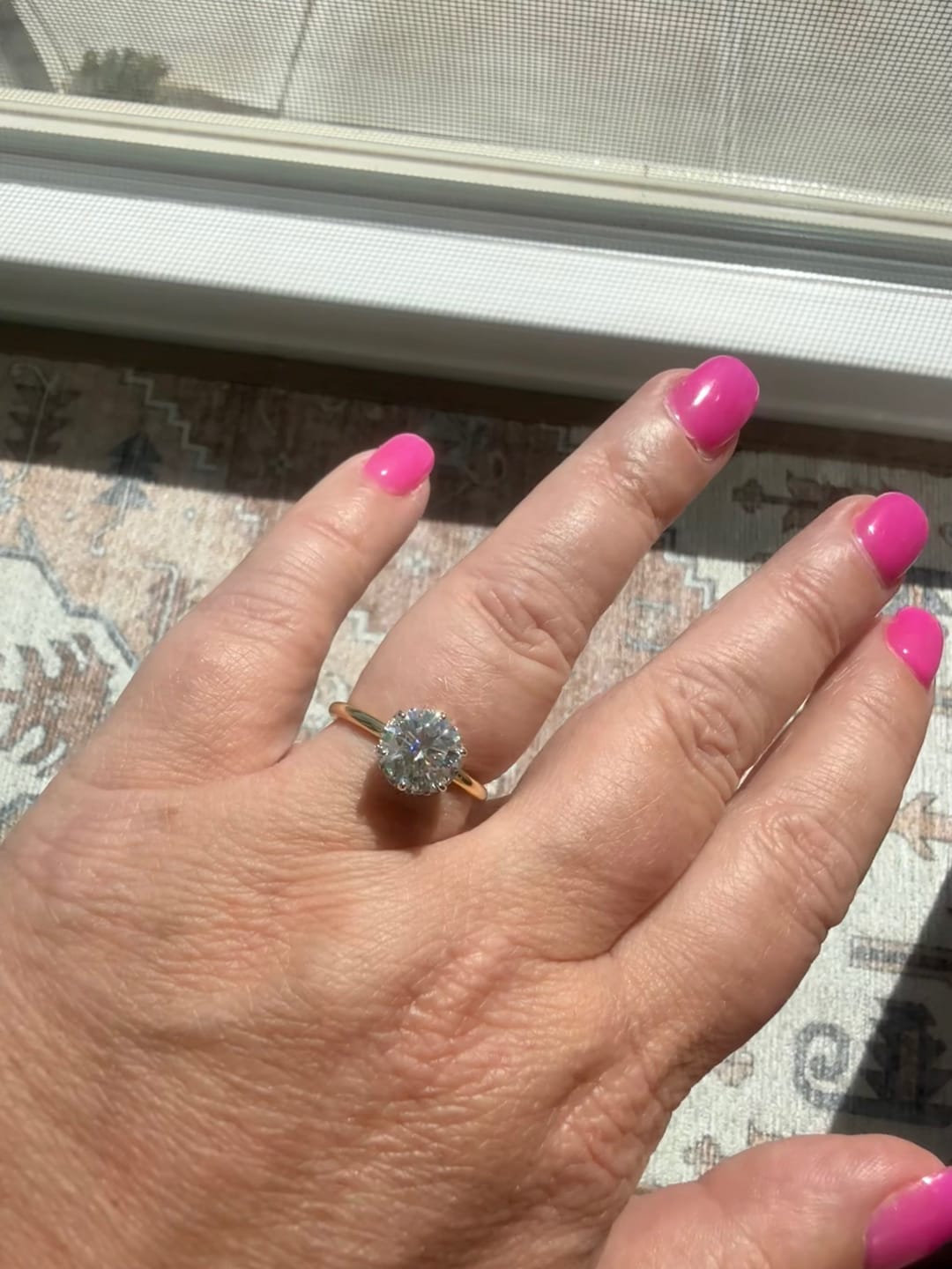 Customer photo review of S925 Precious Moissanite Two-tone 2.0 Carat Engagement Ring