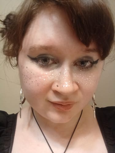 Customer photo review of Silver Glitter Freckles Makeup Patches