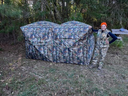 Customer photo review of FLASH SALE TideWe 4-6 Person Turkey Hunting Blind See Through Camo Ground Blind