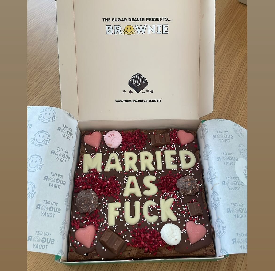 Customer photo review of Custom message heart brownie