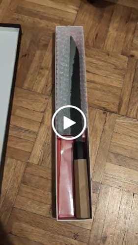 Customer video review of Tosaichi Shadow Gyuto 240 mm (S&D)