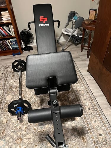 Customer photo review of EVOLPOW BEC Multi-functional Adjustable Weight Bench with Preacher Curl and Leg Extension