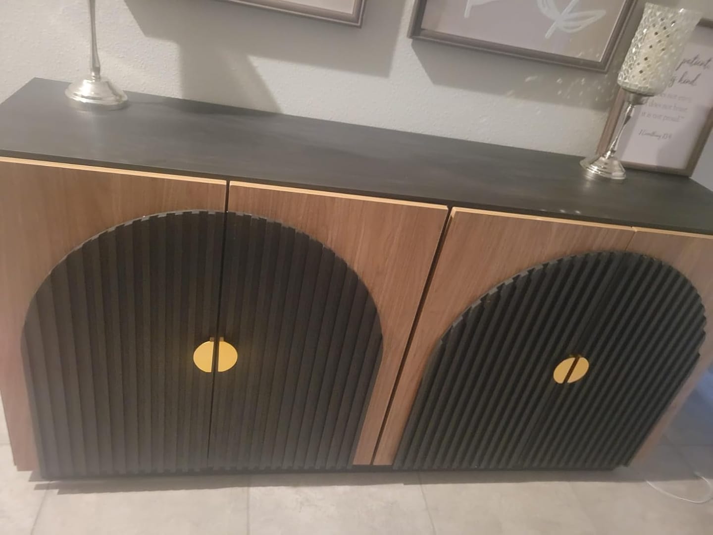 Customer photo review of 65" Arched Modern Fluted Sideboard Buffet Cabinet