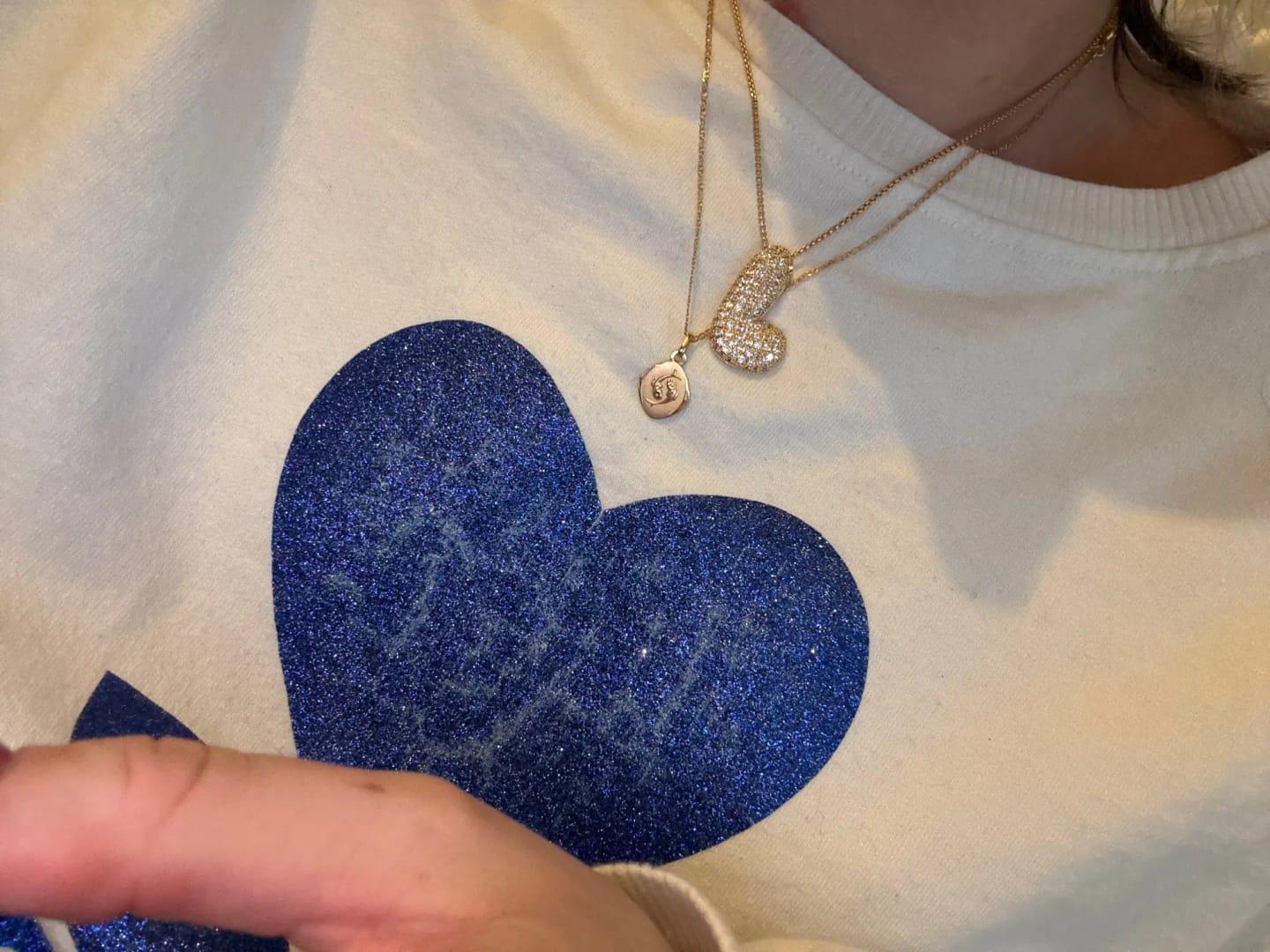 Customer photo review of Pavé Letter Necklace