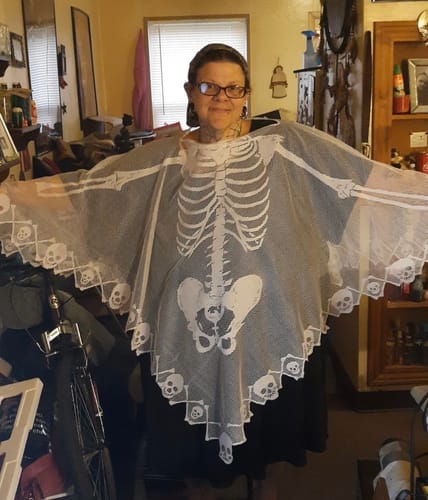 Customer photo review of Just Love Skulls Lace Poncho