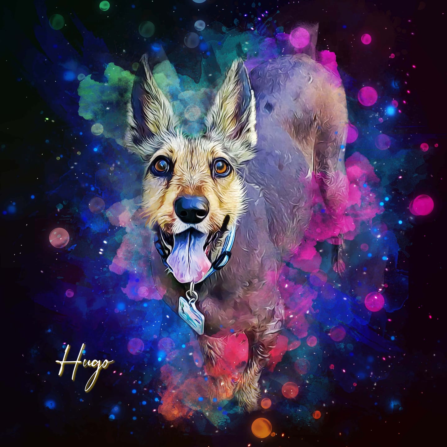 Customer photo review of Custom Neon Watercolor Pet Portrait – Aesthetic Neon Style (AN)