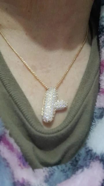 Customer photo review of Pavé Letter Necklace