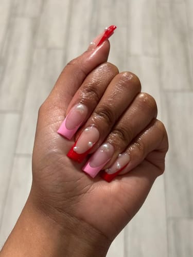 Customer photo review of XCOATTIPS® French - Long Square Red Pastel Tips