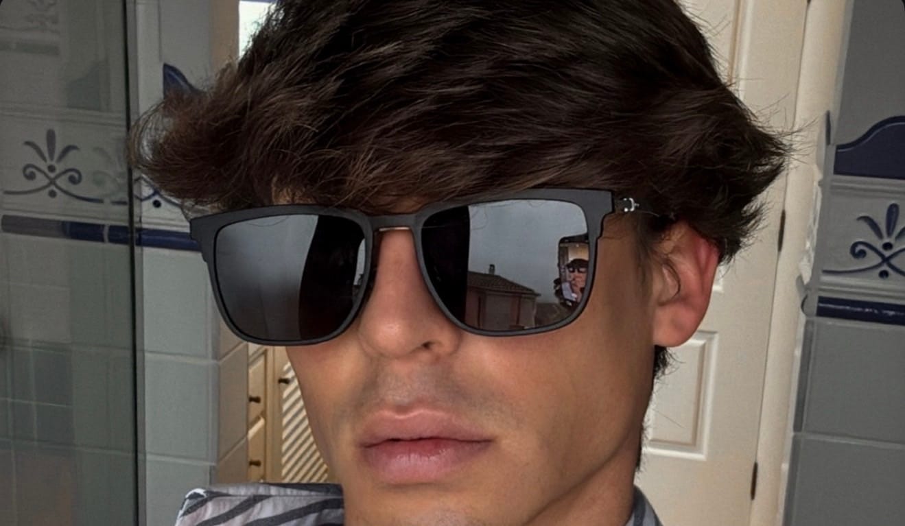 Customer photo review of George | Browline Flip-up Magnetic Clip-on Eyeglasses Sunglasses | ZanyLen Best Sellers