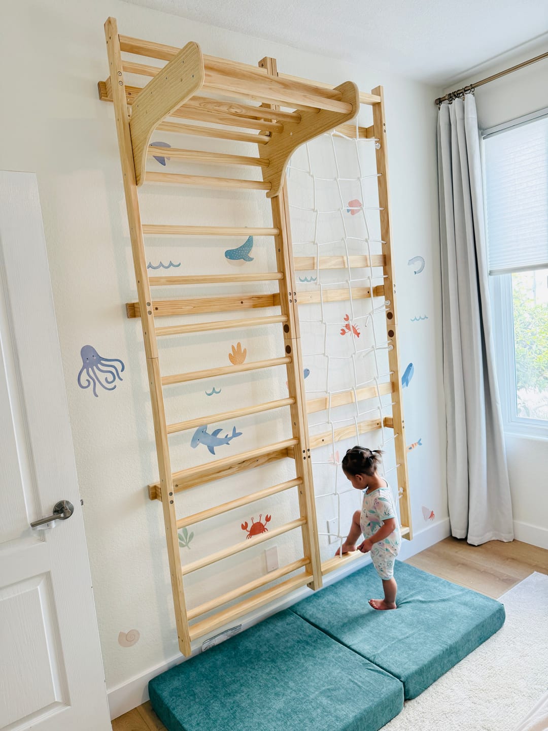 Customer photo review of Neem Swedish Wall Ladder & Indoor Wooden Climber for Kids – Home Gym Playset