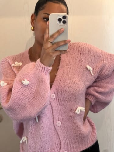 Customer photo review of Oversize Mini Schleifen Cardigan