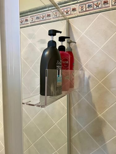 Customer photo review of Clear Acrylic Shower Shelf