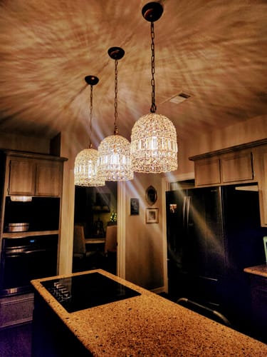 Customer photo review of French Antique Brass Crystal Cage Chandelier