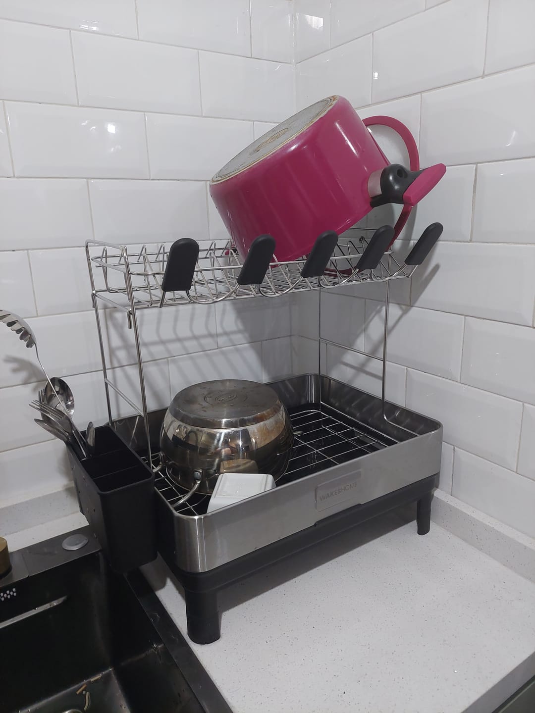 Customer photo review of Escurridor De Platos Inoxidable De 2 Niveles Organizador De Cocina