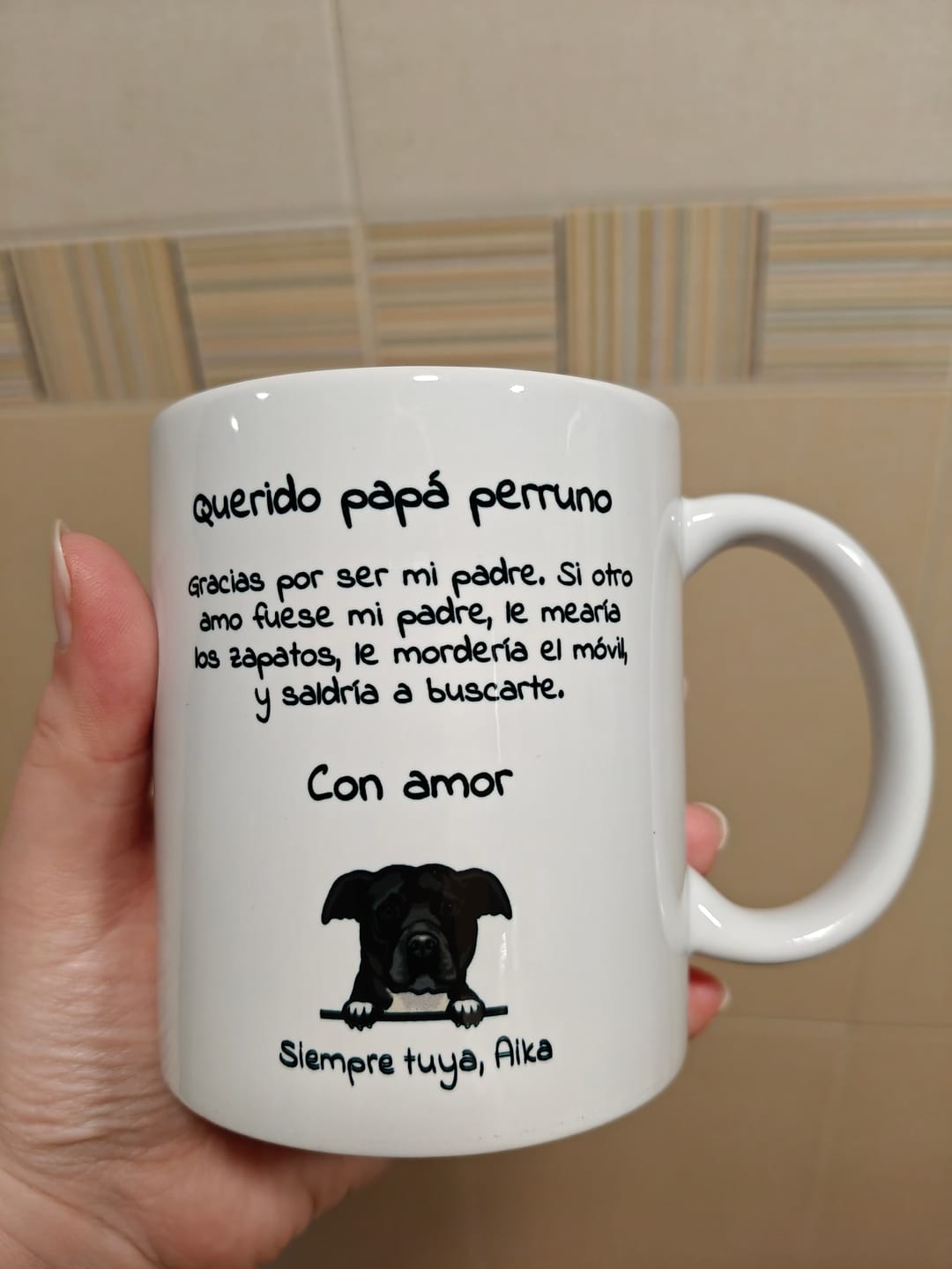 Customer photo review of Querido papá perruno - Taza personalizada