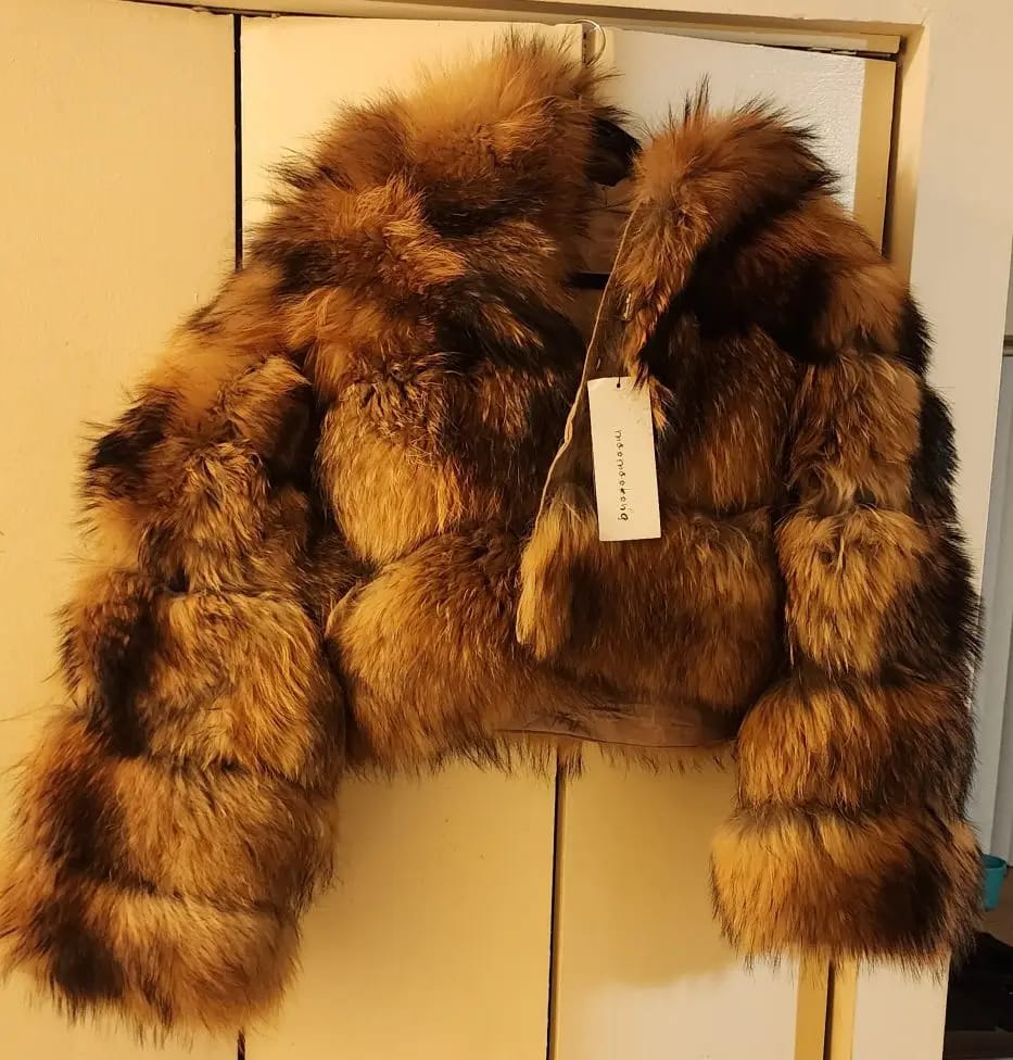 Customer photo review of Real Raccoon Fur Coat Luxury Thick Winter With Plush Collar And Tailored Silhouette — Natural | KIMLUD