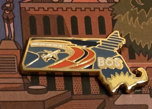 Customer photo review of Airport Enamel Pin | BOS - Massachusetts
