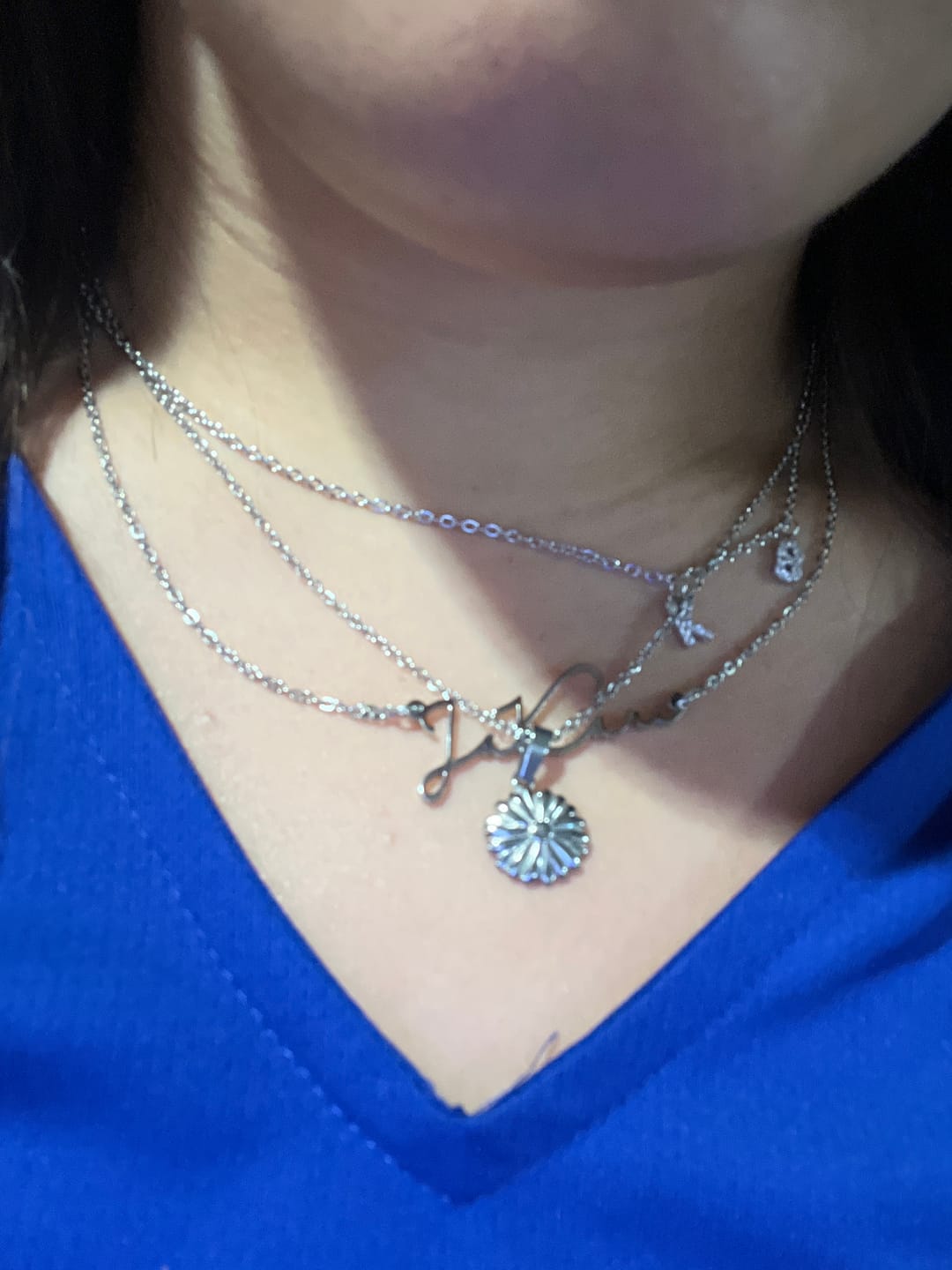 Customer photo review of Iced Letter Name Choker Necklace