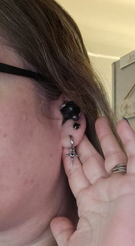 Customer photo review of Dagger Hoop Earrings