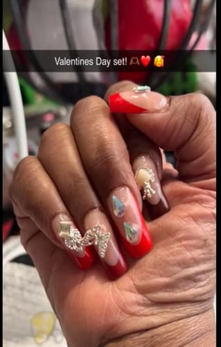 Customer photo review of XCOATTIPS® French - Long Square Red Pastel Tips