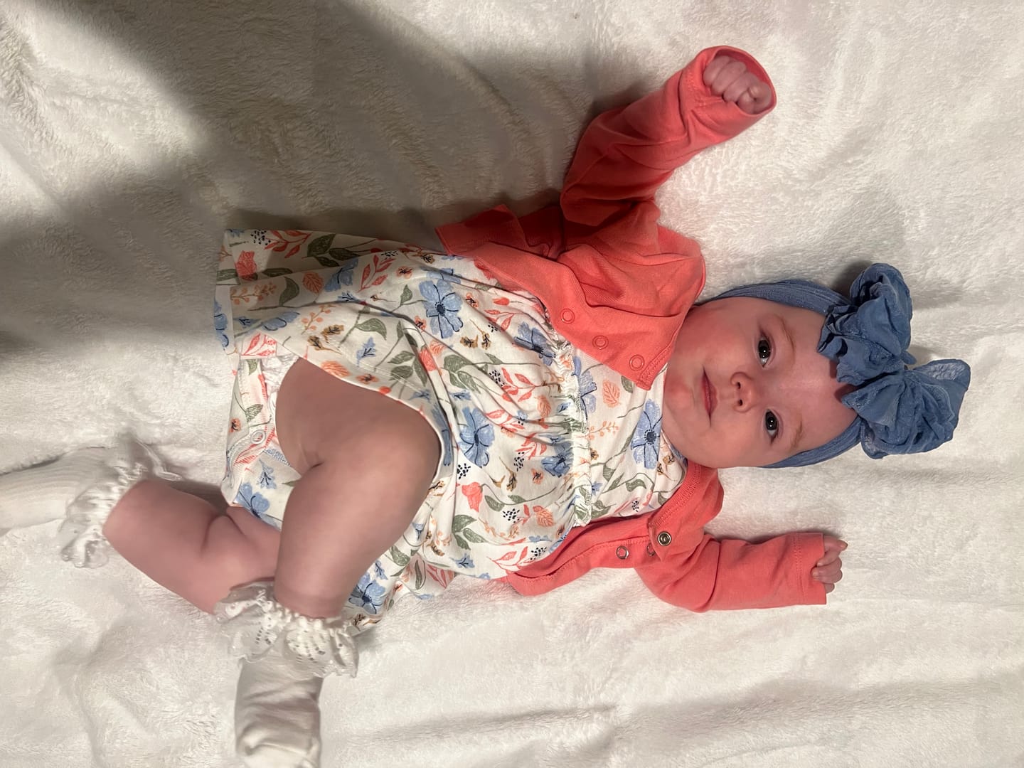 Customer photo review of Ruffled Headband- Denim
