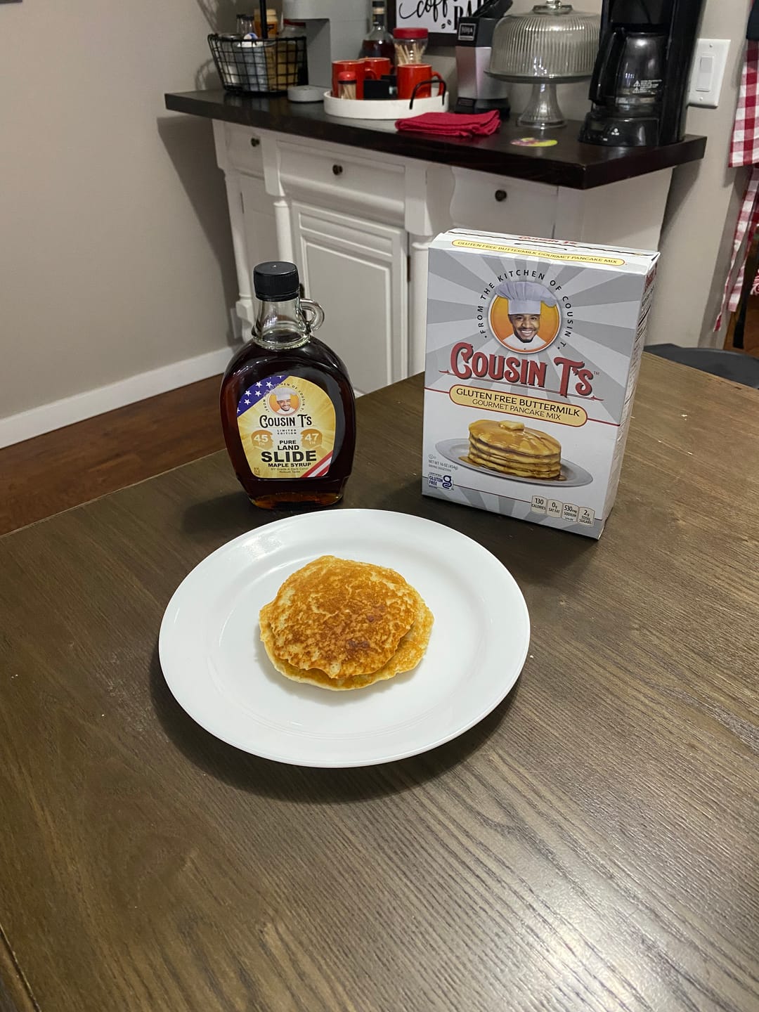 Customer photo review of Cousin T's Gourmet Gluten Free Buttermilk Pancake Mix