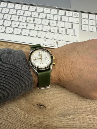 Customer photo review of Olive Green Nylon Watch Strap