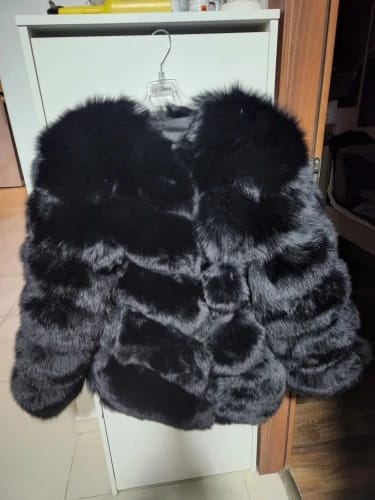 Customer photo review of Real Fox Fur Coat Full Pelt Winter Outerwear — Natural | KIMLUD