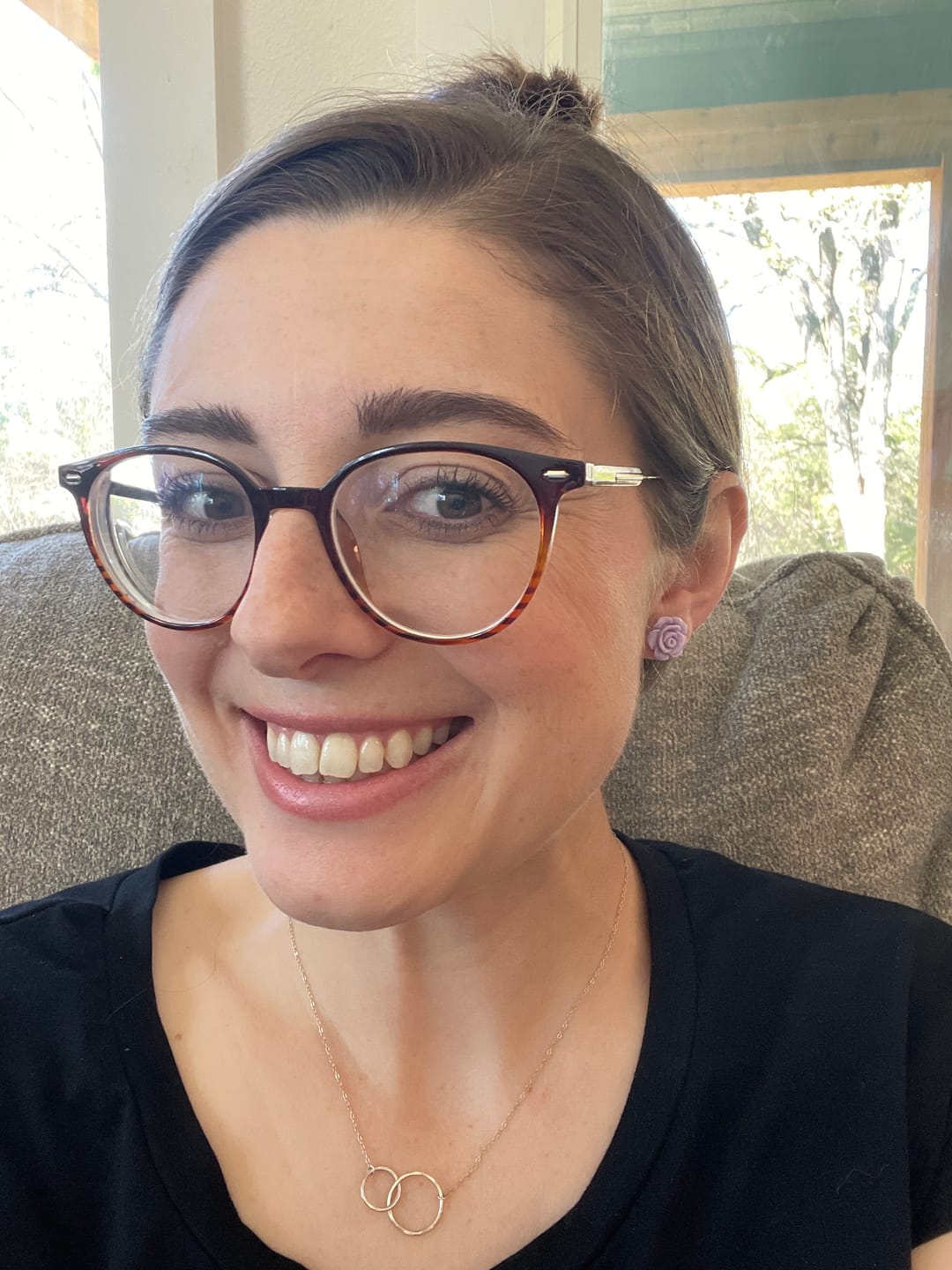 Customer photo review of Matte Rose Studs Hypoallergenic Earrings for Sensitive Ears Made with Plastic Posts