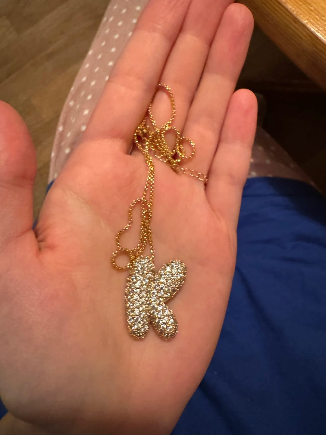 Customer photo review of Pavé Letter Necklace