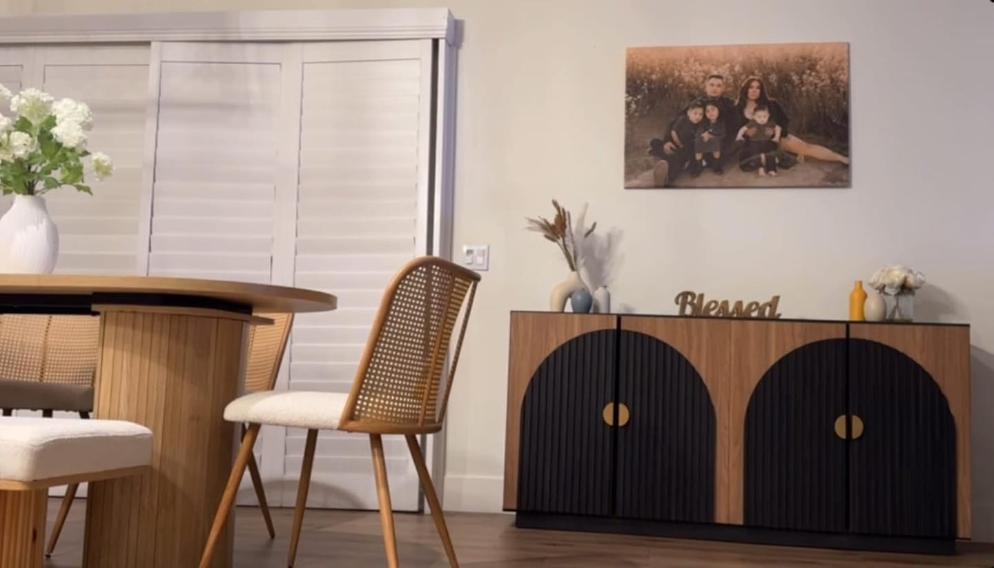 Customer photo review of 65" Arched Modern Fluted Sideboard Buffet Cabinet
