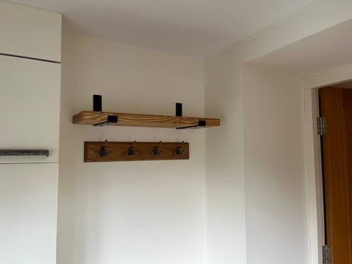 Customer photo review of Rustic Wooden Wall Shelves with Industrial Style Bracket | 22.5cm depth