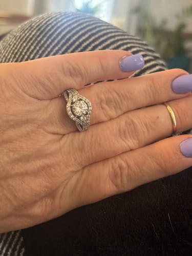 Customer photo review of 3-Stone Wishbone 1.25ct CZ Ring Set in Sterling Silver