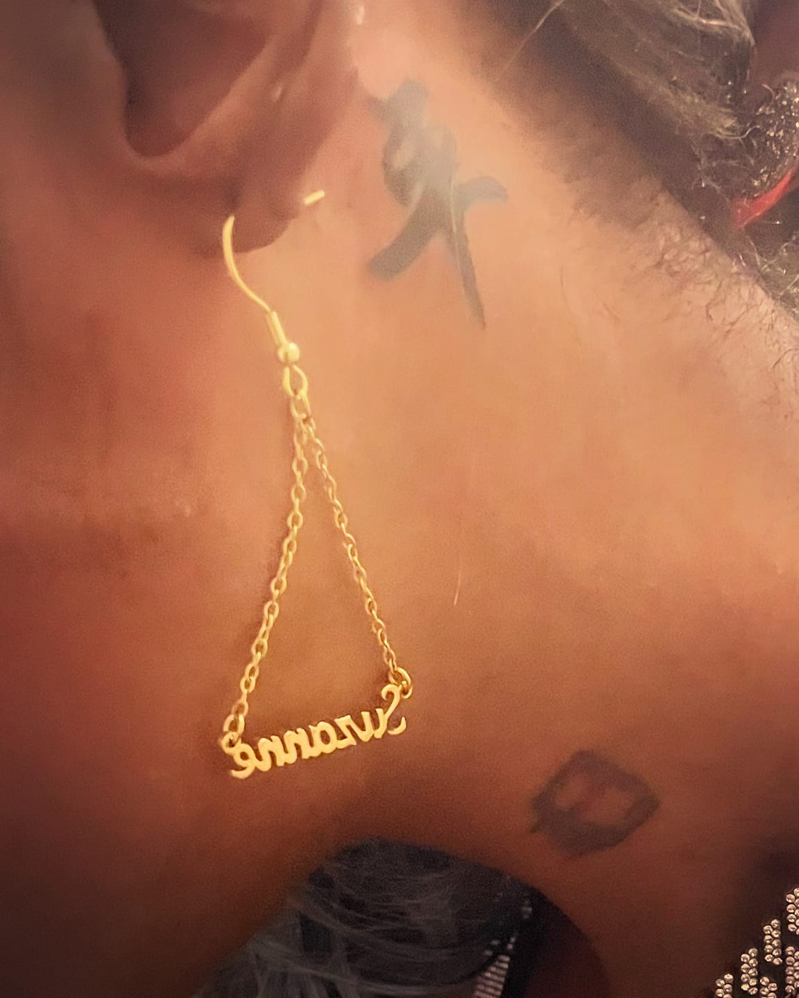 Customer photo review of Name Dangle Earrings