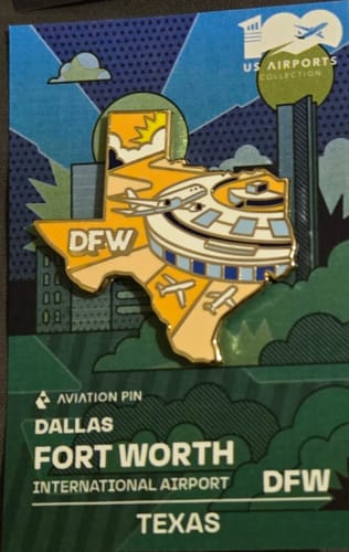 Customer photo review of Airport Enamel Pin | DFW - Texas