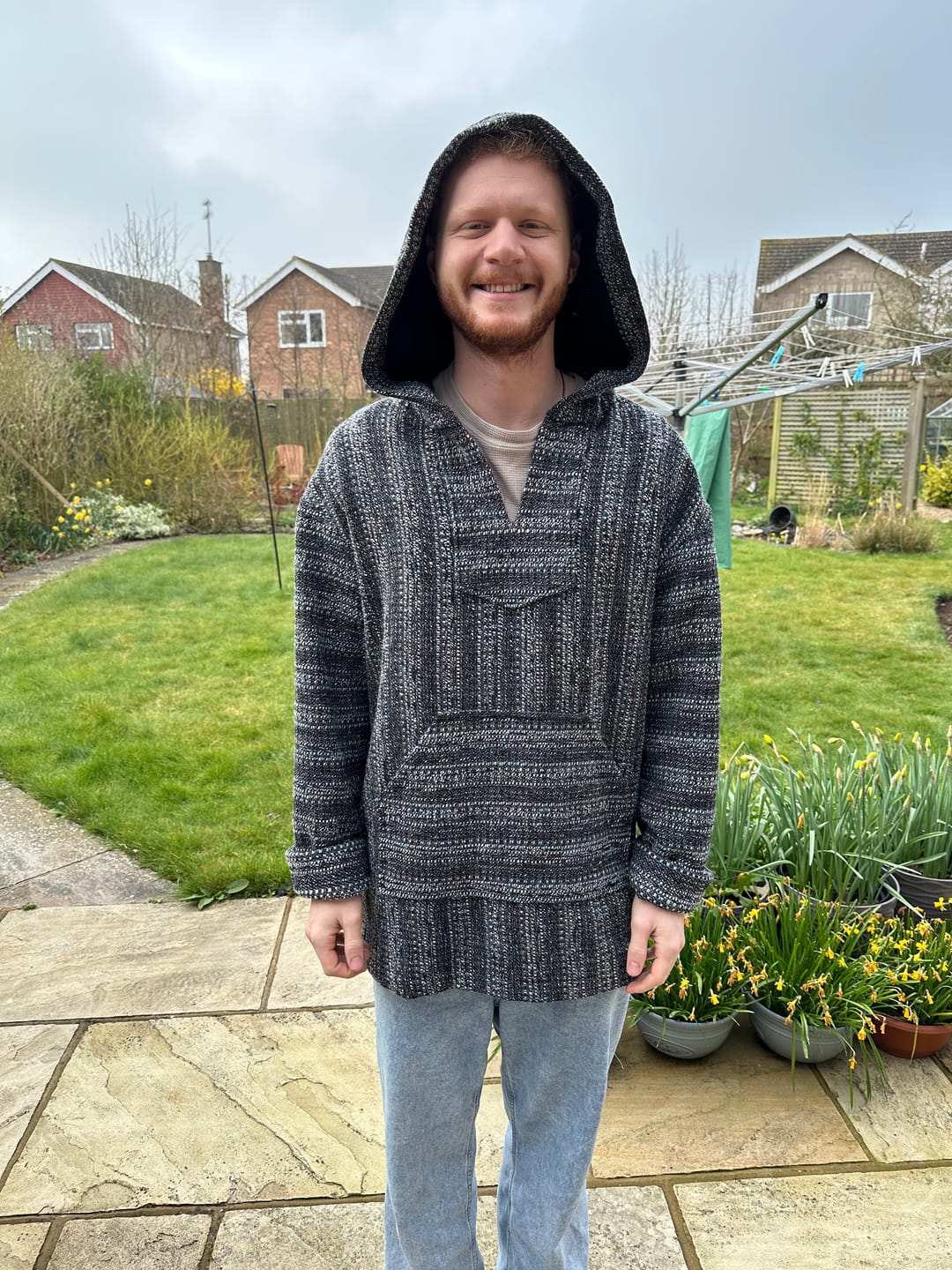 Customer photo review of Blue and Grey Boucle Fabric