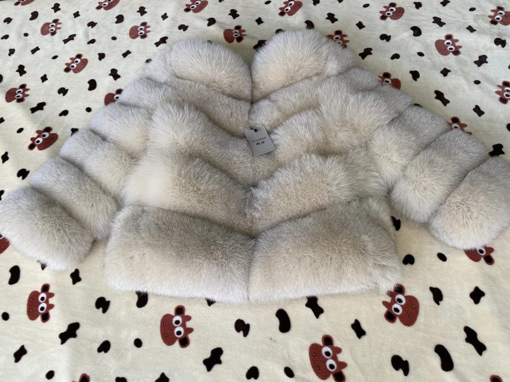 Customer photo review of Real Fox Fur Coat Full Pelt Winter Outerwear — Natural | KIMLUD