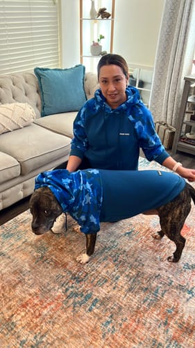 Customer photo review of Blue Camo Human Hoodie