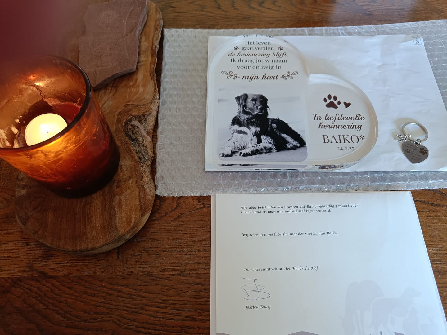 Customer photo review of De herinnering blijft - Gepersonaliseerd glazen hart