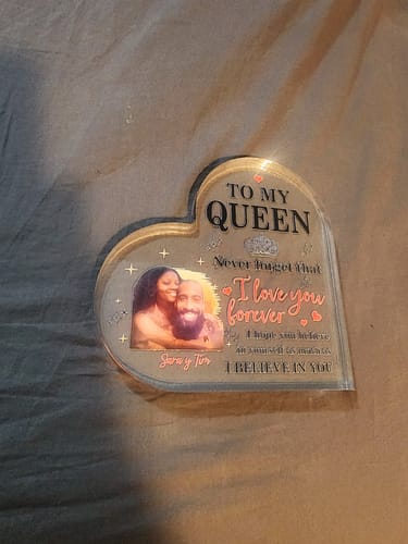 Customer photo review of To My Black King, Queen - Personalized Heart-shaped Acrylic Plaque, Gift For Afro Couple